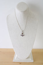 Purple & Red Stone Anchor Shaped Sterling Silver Necklace