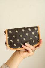 Dooney & Bourke Brown Signature Logo Flap Wristlet
