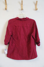 NEW Croft & Barrow Rumba Red 3/4 Sleeve Button Down Top | L