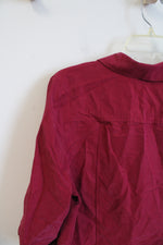 NEW Croft & Barrow Rumba Red 3/4 Sleeve Button Down Top | L