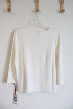 NEW Ruby Rd. Cream Gold Embellished Knit Sweater Top | L