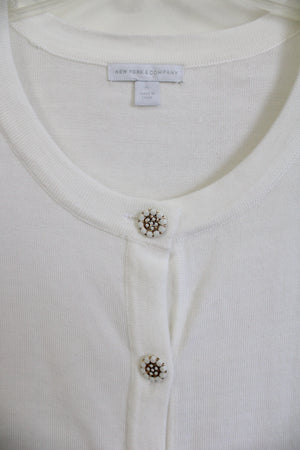 New York & Co. White Knit Cardigan | XL