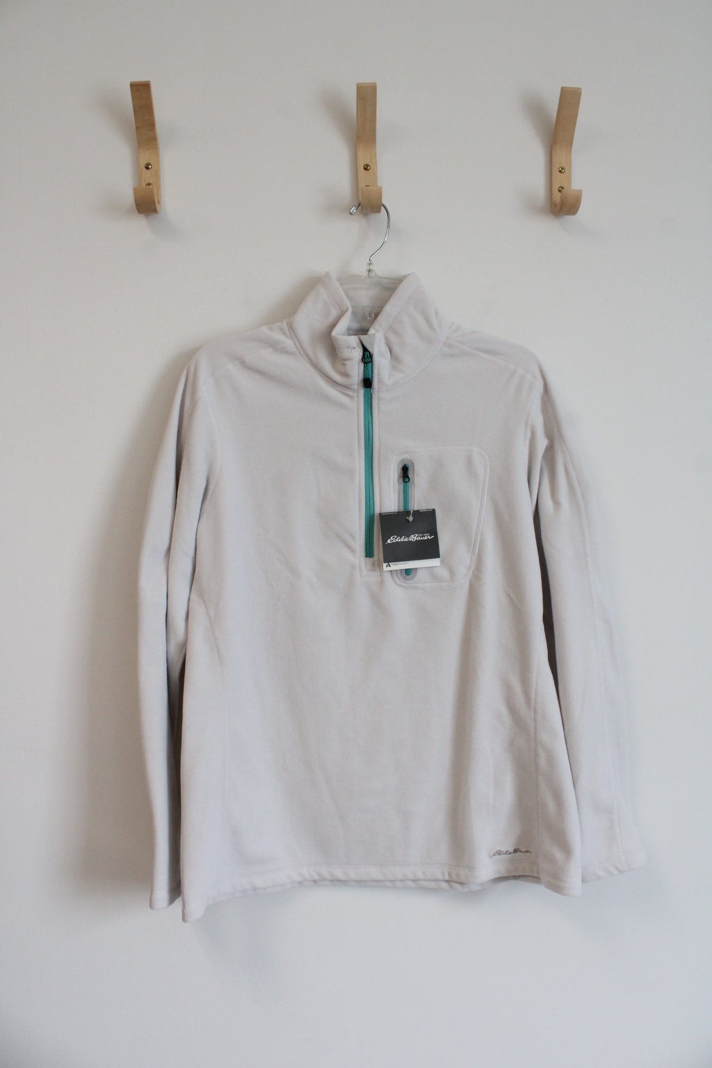 NEW Eddie Bauer White Quarter Zip Fleece Sweatshirt | XL