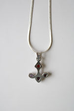 Purple & Red Stone Anchor Shaped Sterling Silver Necklace
