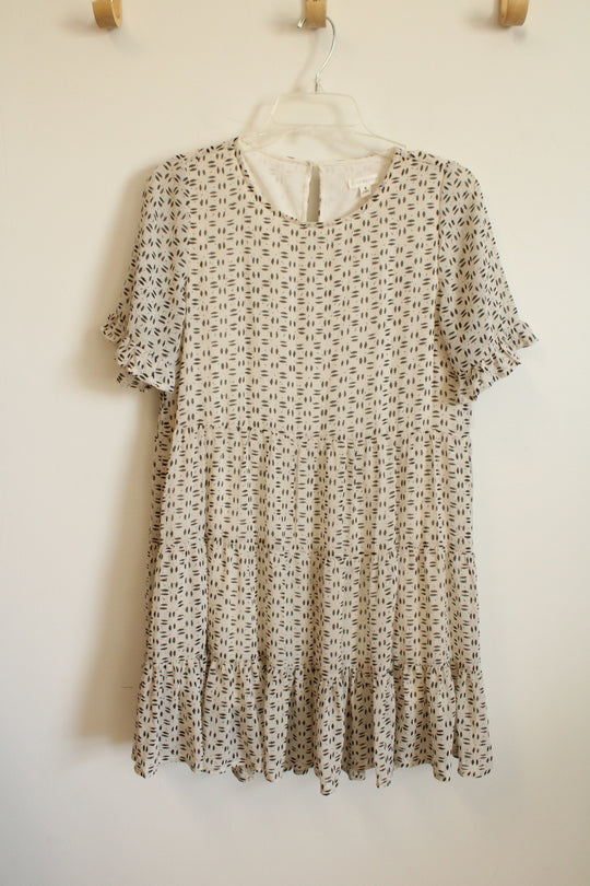 Pink Blush Black & White Chiffon Dress | S