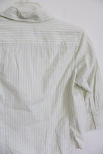 First Issue Liz Claiborne Light Green White Striped Button Down Shirt | L Petite