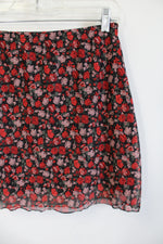 Shein Red and Pink Floral Mini Skirt | M
