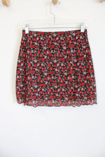 Shein Red and Pink Floral Mini Skirt | M