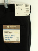 NEW Haggar Black No Iron Flat Front Classic Fit Khakis | 40X32