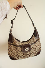 Coach Hampton Signature Hobo Brown & Tan Purse
