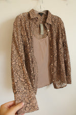 NEW J.Crew Tan Lace Button Down Top & Cami Set | 2