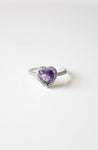 Amethyst Purple Heart Sterling Silver Ring | Size 9