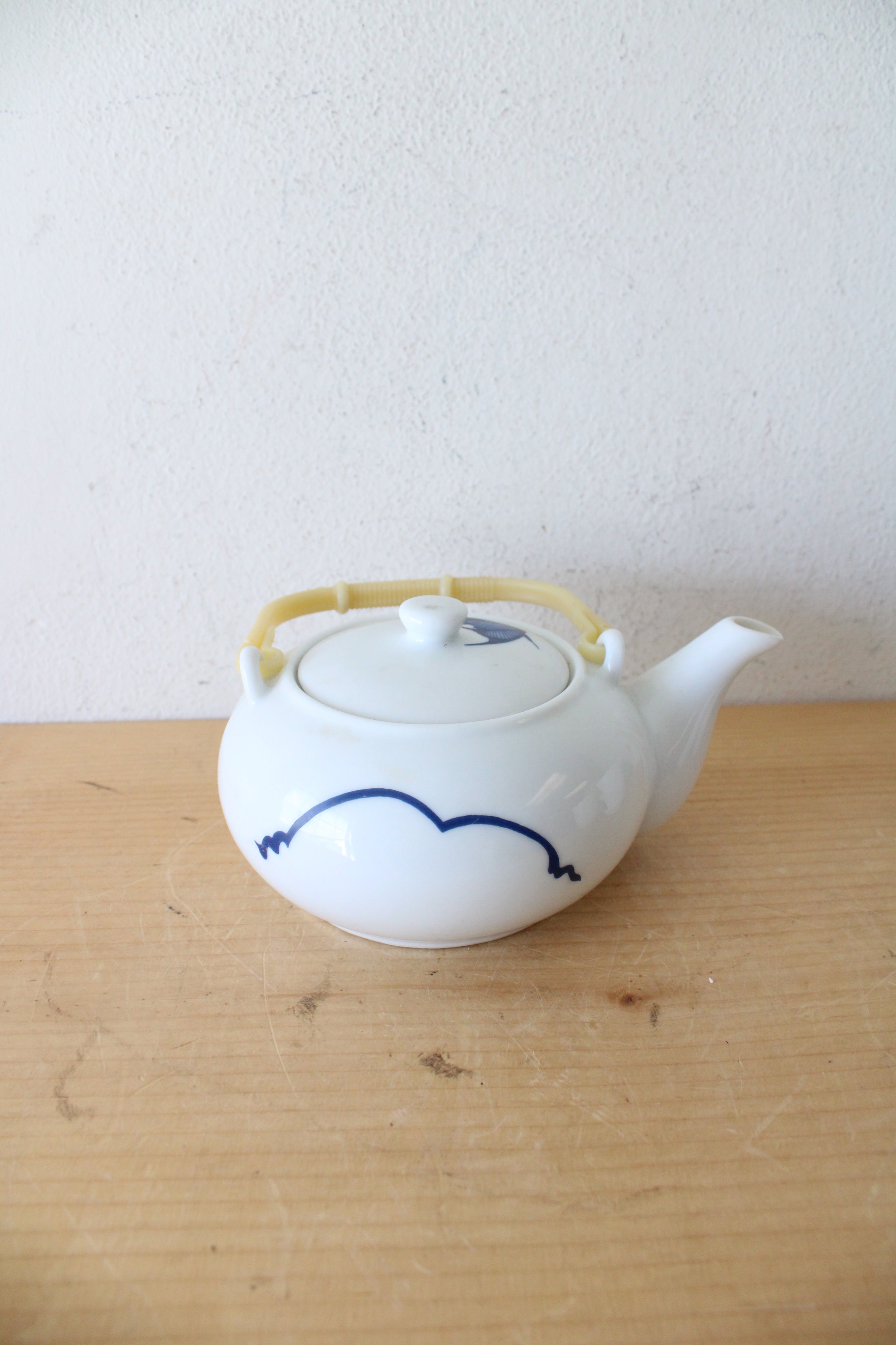 Vintage Chinese Koi Fish Blue & White Porcelain Tea Set