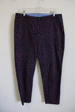 Talbots Weekend Chino Dark Navy Blue Pink Polka Dot Pant | 10