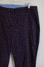 Talbots Weekend Chino Dark Navy Blue Pink Polka Dot Pant | 10