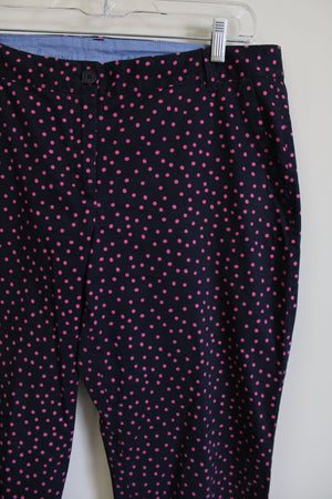 Talbots Weekend Chino Dark Navy Blue Pink Polka Dot Pant | 10