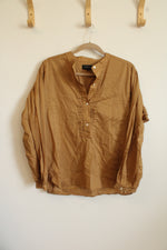 Banana Republic Tan Cotton Blouse | L