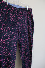 Talbots Weekend Chino Dark Navy Blue Pink Polka Dot Pant | 10