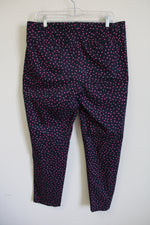 Talbots Weekend Chino Dark Navy Blue Pink Polka Dot Pant | 10