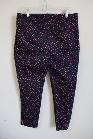 Talbots Weekend Chino Dark Navy Blue Pink Polka Dot Pant | 10