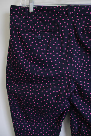 Talbots Weekend Chino Dark Navy Blue Pink Polka Dot Pant | 10