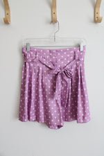 NEW Zara Purple & White Dotted Flowy Satin Shorts | S