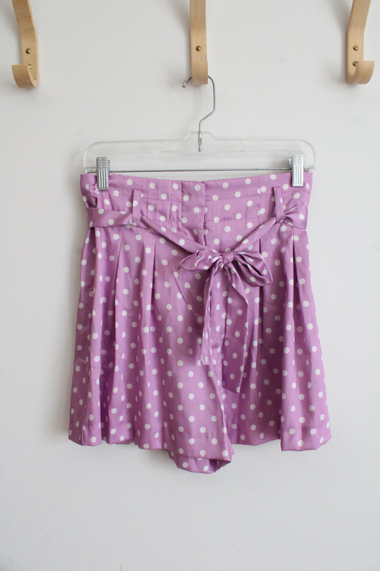 NEW Zara Purple & White Dotted Flowy Satin Shorts | S