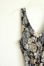 J. Jill Wearever Collection Black Tropical Sleeveless Jumpsuit | M