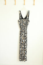 J. Jill Wearever Collection Black Tropical Sleeveless Jumpsuit | M