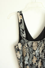 J. Jill Wearever Collection Black Tropical Sleeveless Jumpsuit | M