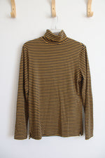Preswick & Moore Blue & Yellow Striped Turtleneck Long Sleeved Top | S