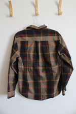 Orvis Black Brown & Red Plaid Cotton Flannel Shirt | M