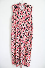 LuLaRoe Linen Blend Black Pink Patterned Jumpsuit | XL