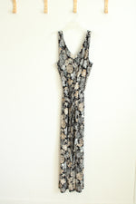 J. Jill Wearever Collection Black Tropical Sleeveless Jumpsuit | M