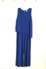 Chico's Royal Blue Slinky Back keyhole Asymmetrical Jumpsuit | 2