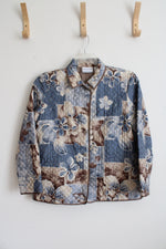 Alfred Dunner Brown & Blue Floral Quilted Silk Jacket | 8P