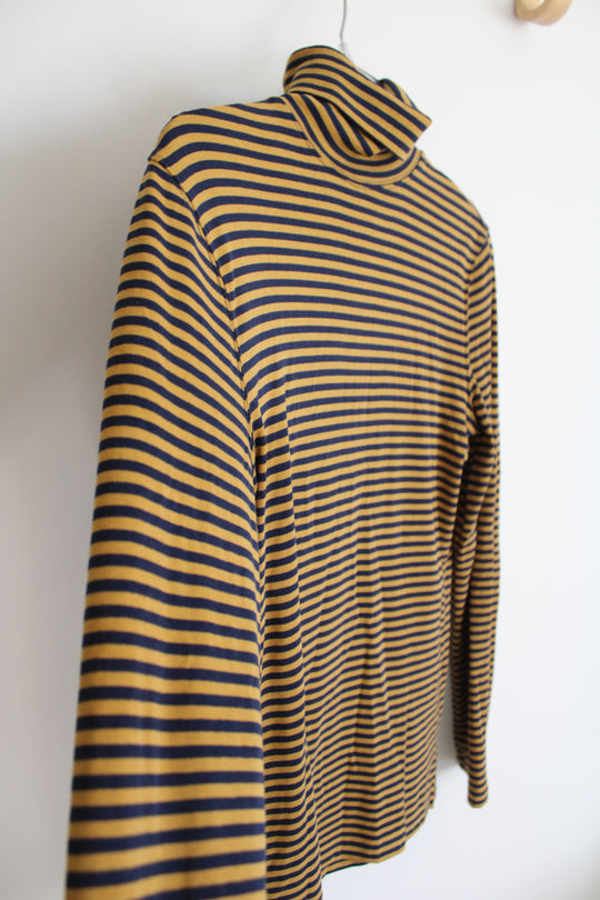 Preswick & Moore Blue & Yellow Striped Turtleneck Long Sleeved Top | S