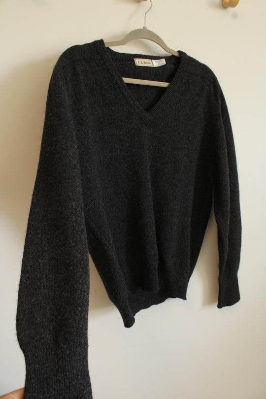 L.L. Bean Charcoal Gray V-Neck Sweater | M