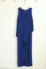 Chico's Royal Blue Slinky Back keyhole Asymmetrical Jumpsuit | 2