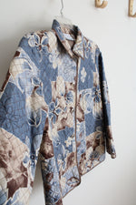 Alfred Dunner Brown & Blue Floral Quilted Silk Jacket | 8P