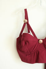 4th + Reckless 2-Piece Burgundy Set High-Waisted Palazzo Pants and Matching Crop Top | 2