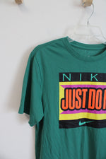 Nike The Nike Tee Dri-Fit Color Block Just Do It Green Shirt | S