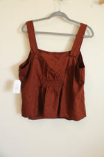 NEW Time & Tru Burnt Orange Redwood Bark Linen Blend Tank | XL