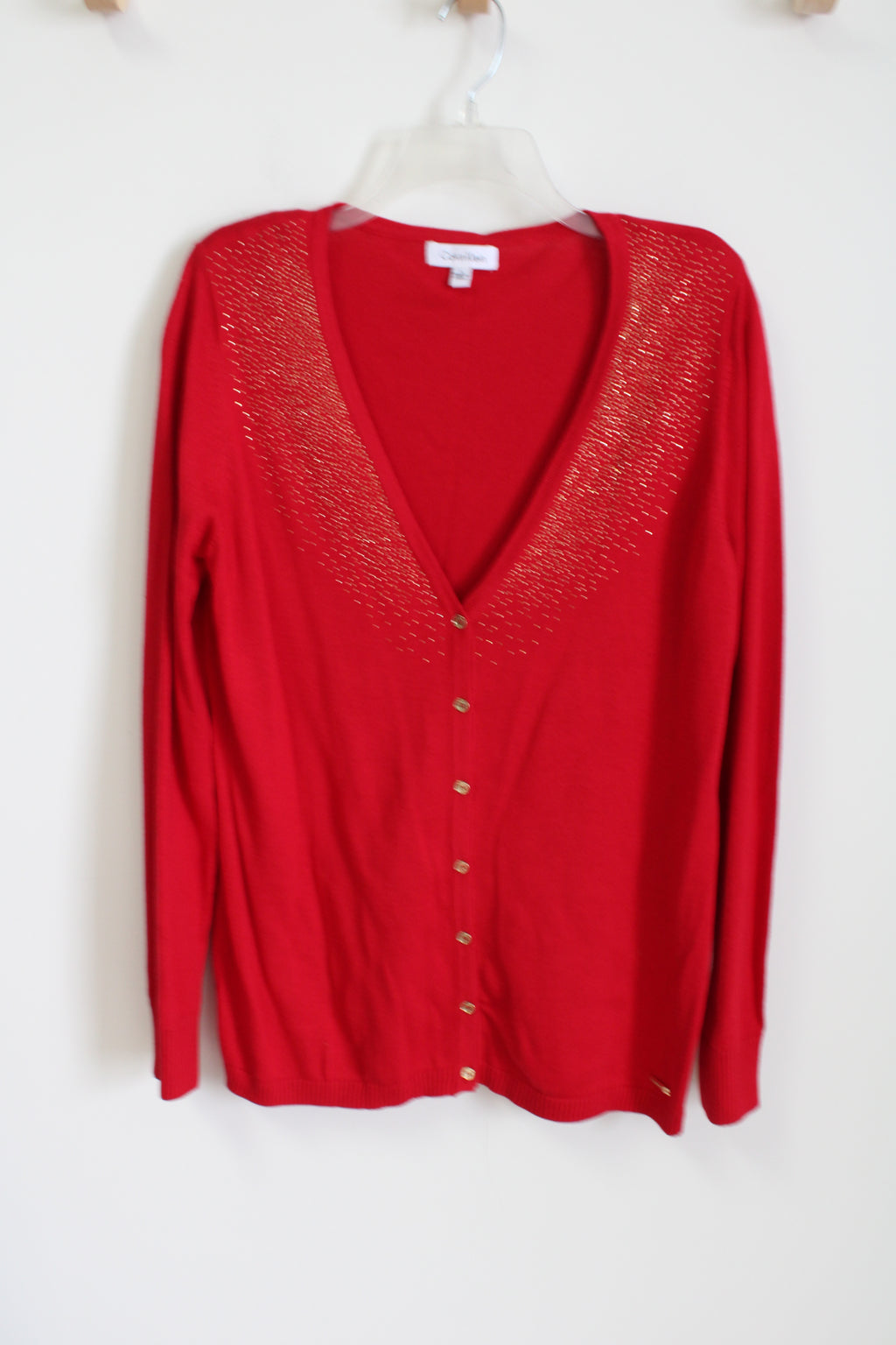 Calvin Klein Red Studded Cardigan | L