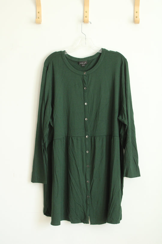 J. Jill Wearever Collection Dark Green Button-Up Dress | 3X