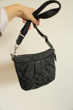 Coach Black Jacquard Signature Logo Adjustable Crossbody Bag