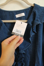 NEW Lauren Conrad Chambray Ruffle Blue Top | L