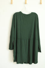 J. Jill Wearever Collection Dark Green Button-Up Dress | 3X