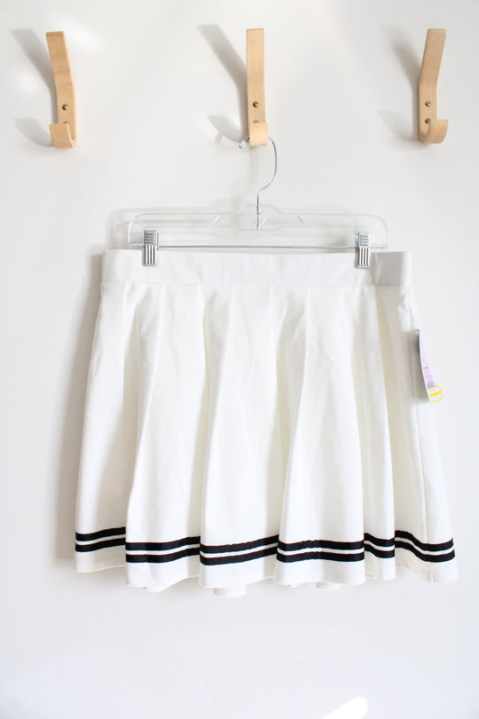 NEW Wild Fable White Pleated Black Striped Mini Skirt | XL