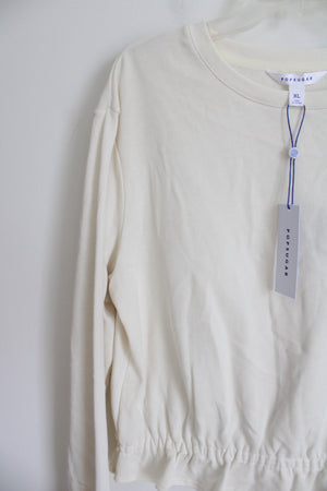 NEW Popsugar White Ruffle Bottom Sweatshirt | XL